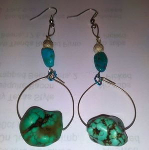 Turquoise Nugget Drop Earrings